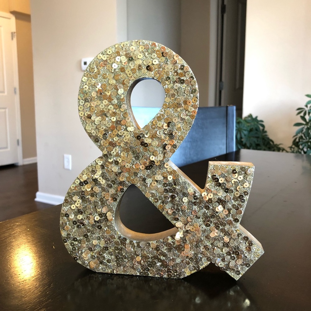 Gold & Glittery Wooden Ampersand Sign